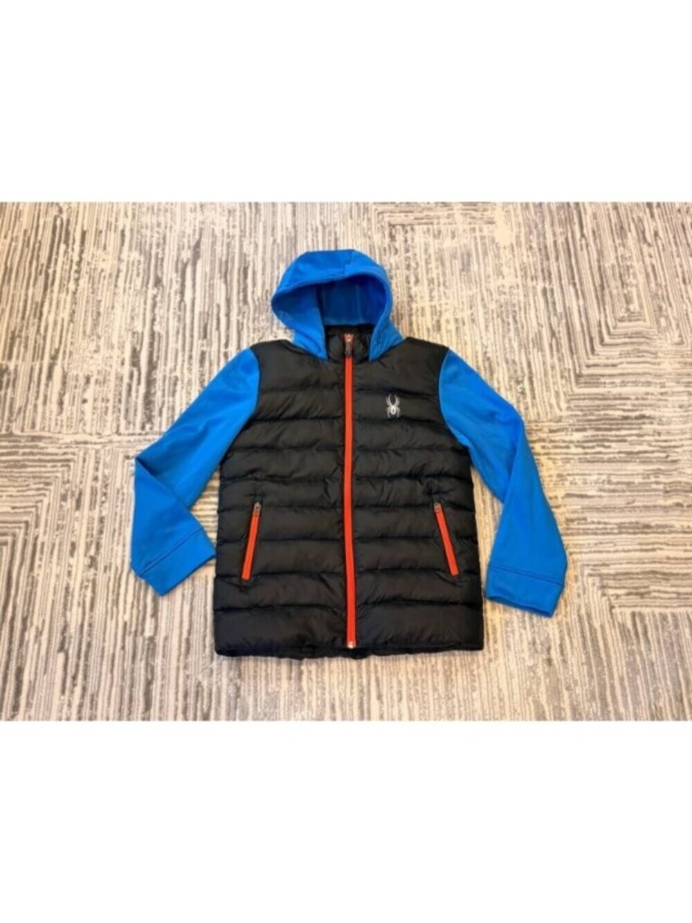 New Spyder boys youth large 14/16 blue/black puffer coat MSRP $150